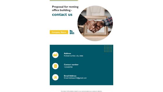 Proposal For Renting Office Building Contact Us One Pager Sample Example Document