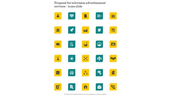 Proposal For Television Advertisement Services Icons Slide One Pager Sample Example Document