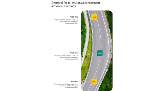 Proposal For Television Advertisement Services Roadmap One Pager Sample Example Document
