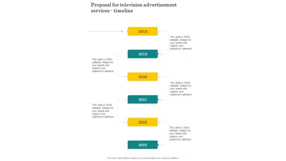 Proposal For Television Advertisement Services Timeline One Pager Sample Example Document