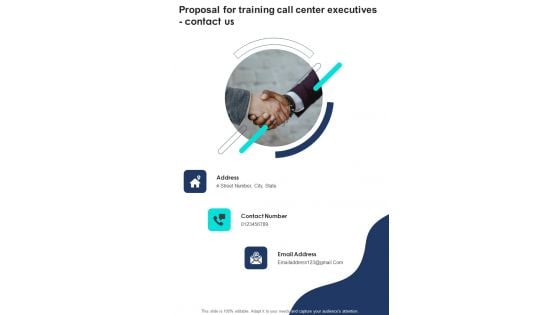 Proposal For Training Call Center Executives Contact Us One Pager Sample Example Document