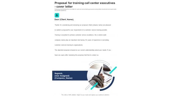 Proposal For Training Call Center Executives Cover Letter One Pager Sample Example Document