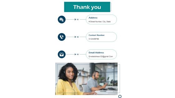 Proposal For Training Customer Service Agent Thank You One Pager Sample Example Document