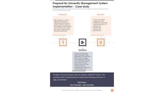 Proposal For University Management System Implementation Case Study Wd One Pager Sample Example Document Proposal For University Management System Implementation Case Study Wd One Pager Sample Example Document