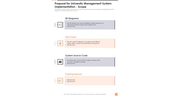 Proposal For University Management System Implementation Scope Wd One Pager Sample Example Document