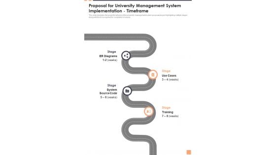 Proposal For University Management System Implementation Timeframe Wd One Pager Sample Example Document