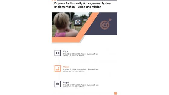 Proposal For University Management System Implementation Vision And Mission Wd One Pager Sample Example Document