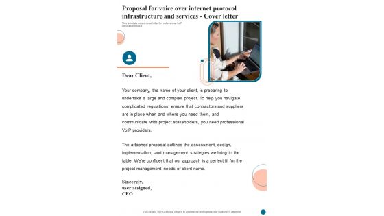Proposal For Voice Over Internet Protocol Infrastructure And Services Cover Letter One Pager Sample Example Document Proposal For Voice Over Internet Protocol Infrastructure And Services Cover Letter One Pager Sample Example Document