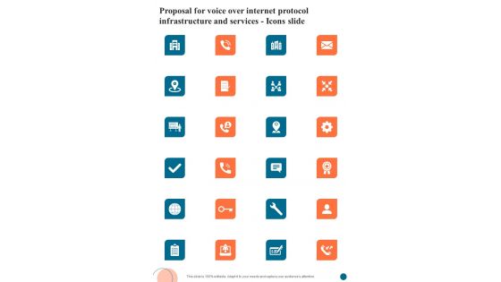 Proposal For Voice Over Internet Protocol Infrastructure And Services Icons Slide One Pager Sample Example Document Proposal For Voice Over Internet Protocol Infrastructure And Services Icons Slide One Pager Sample Example Document
