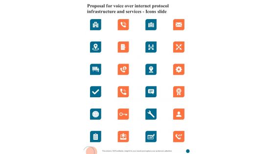 Proposal For Voice Over Internet Protocol Infrastructure And Services Icons Slide One Pager Sample Example Document