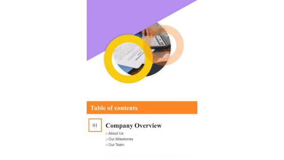 Proposal For Wealth Tax Contractual Services Table Of Contents One Pager Sample Example Document Proposal For Wealth Tax Contractual Services Table Of Contents One Pager Sample Example Document