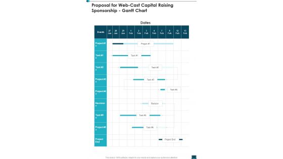 Proposal For Web Cast Capital Raising Sponsorship Gantt Chart One Pager Sample Example Document