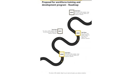 Proposal For Workforce Training And Development Program Roadmap One Pager Sample Example Document