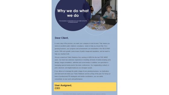 Proposal Public Relations Promotional Services Why We Do One Pager Sample Example Document Proposal Public Relations Promotional Services Why We Do One Pager Sample Example Document