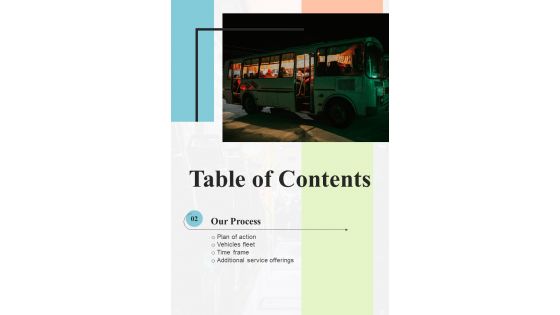Proposal Shuttle For Employee Shuttle Bid Table Of Contents One Pager Sample Example Document