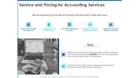 Proposal Template For Accounting Services Service And Pricing For Accounting Services Ppt File Templates PDF