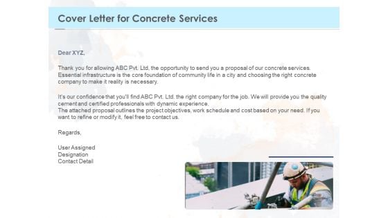 Proposal Template For Concrete Supplier Service Cover Letter For Concrete Services Clipart PDF