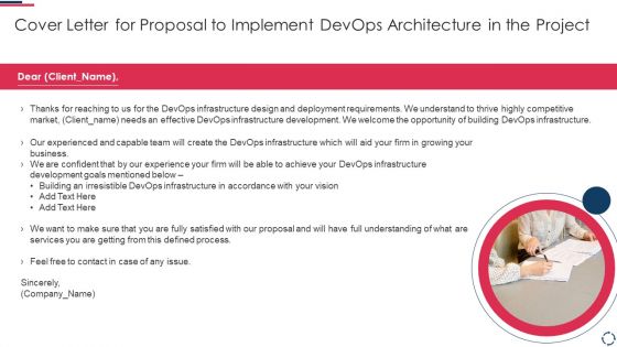 Proposal To Implement Devops Architecture In The Project Cover Letter For Proposal To Implement Devops Inspiration PDF