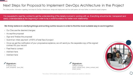 Proposal To Implement Devops Architecture In The Project Next Steps For Proposal To Implement Devops Rules PDF