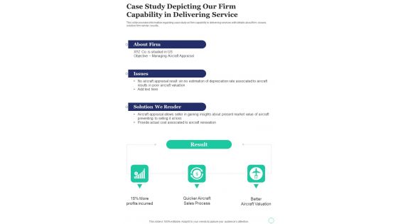 Proposal To Sell Commercial Flights Case Study Depicting Our Firm One Pager Sample Example Document