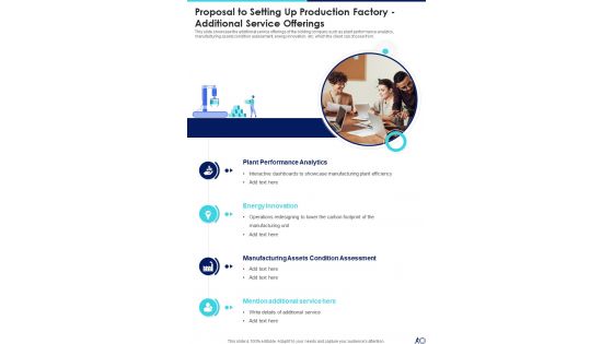 Proposal To Setting Up Production Factory Additional Service Offerings One Pager Sample Example Document