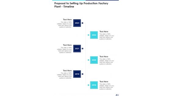 Proposal To Setting Up Production Factory Plant Timeline One Pager Sample Example Document