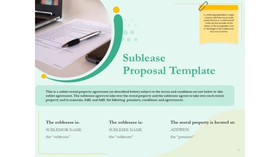 Proposal To Sublease Agreement Ppt PowerPoint Presentation Complete Deck With Slides