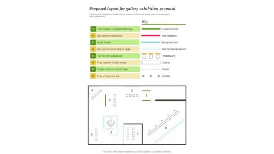 Proposed Layout For Gallery Exhibition Proposal One Pager Sample Example Document