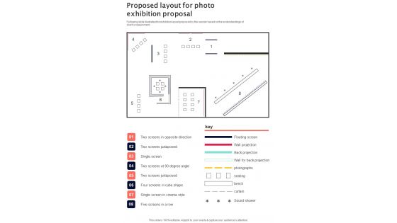 Proposed Layout For Photo Exhibition Proposal One Pager Sample Example Document