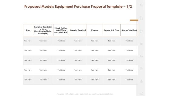 Proposed Models Equipment Purchase Proposal Cost Ppt Styles Layout PDF