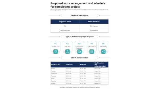 Proposed Work Arrangement And Schedule Project Work Arrangement One Pager Sample Example Document Proposed Work Arrangement And Schedule Project Work Arrangement One Pager Sample Example Document