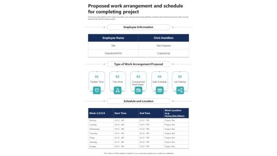 Proposed Work Arrangement And Schedule Project Work Arrangement One Pager Sample Example Document