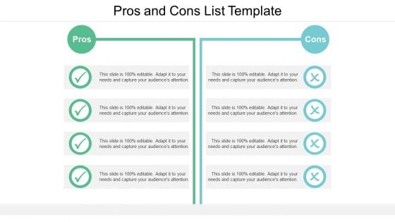 Pros And Cons List Template Ppt PowerPoint Presentation Slides Vector