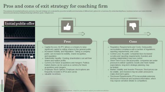 Pros And Cons Of Exit Strategy For Coaching Firm Guidelines PDF