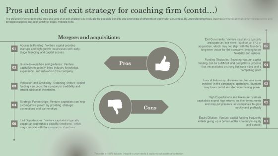 Pros And Cons Of Exit Strategy For Coaching Firm Guidelines PDF Slide02