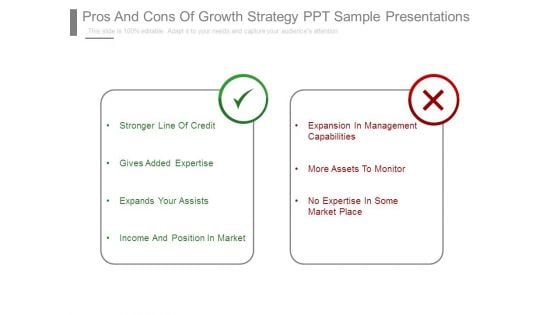 Pros And Cons Of Growth Strategy Ppt Sample Presentations