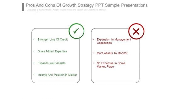 Pros And Cons Of Growth Strategy Ppt Sample Presentations Pros And Cons Of Growth Strategy Ppt Sample Presentations