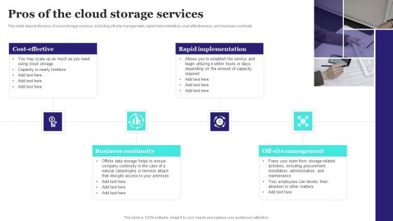 Pros Of The Cloud Storage Services Ppt PowerPoint Presentation Diagram Images PDF