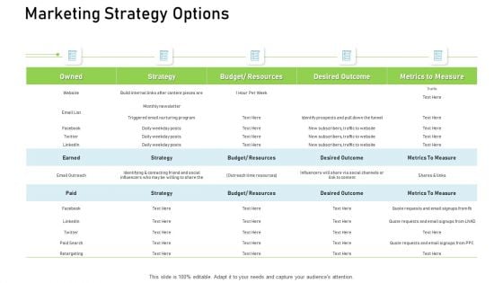 Proven Ways Of Quickly Growing A Small Business Marketing Strategy Options Ppt Portfolio Visuals PDF