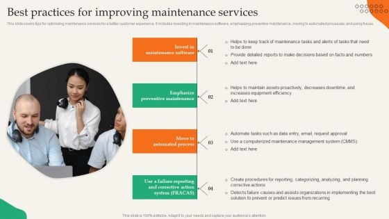 Providing Efficient Client Services Best Practices For Improving Maintenance Services Mockup PDF