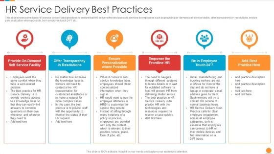 Providing HR Service To Improve HR Service Delivery Best Practices Information PDF