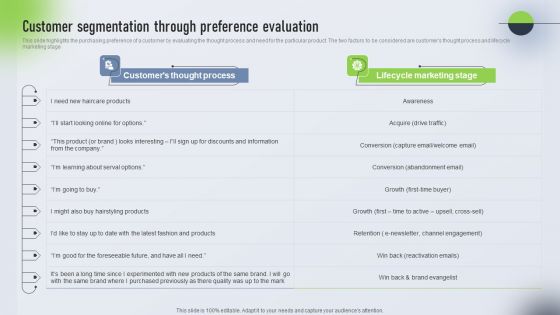 Psychological Locational And Situational Market Segmentation Plan Customer Segmentation Through Preference Guidelines PDF