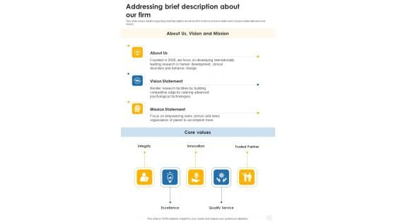 Psychology Project For Mental Illness Treatment Addressing Brief One Pager Sample Example Document