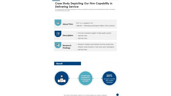 Psychology Research Project Case Study Depicting Our Firm Capability In Delivering Service One Pager Sample Example Document