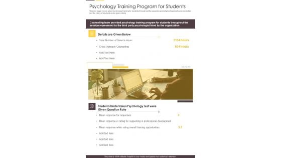 Psychology Training Program For Students One Pager Documents