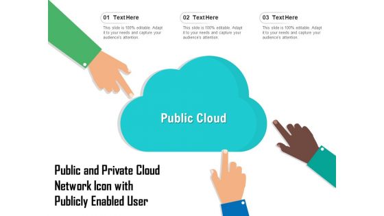 Public And Private Cloud Network Icon With Publicly Enabled User Ppt PowerPoint Presentation Icon Format PDF