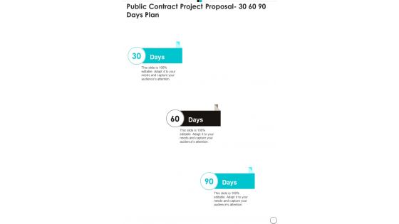 Public Contract Project Proposal 30 60 90 Days Plan One Pager Sample Example Document