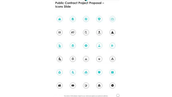 Public Contract Project Proposal Icons Slide One Pager Sample Example Document