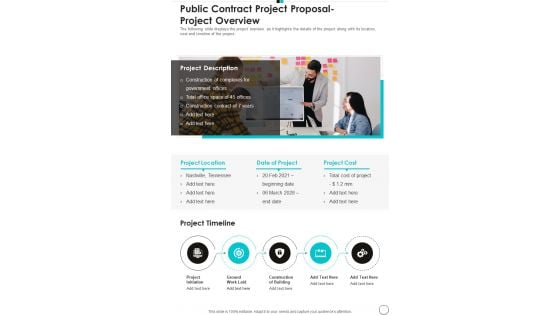 Public Contract Project Proposal Project Overview One Pager Sample Example Document