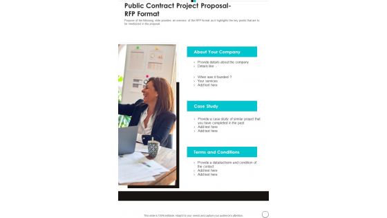 Public Contract Project Proposal Rfp Format One Pager Sample Example Document